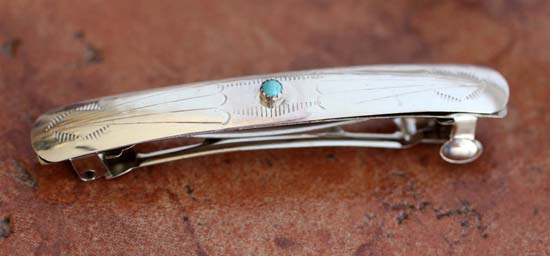 Navajo Silver Turquoise Hair Barrette