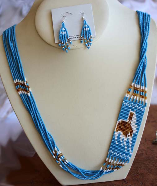 Navajo Beaded 8 Strand Necklace Earrings Set