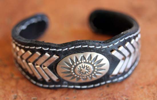 Navajo Silver Leather Bracelet