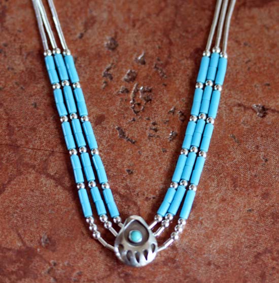 3 Strand Beaded Bear Paw Necklace