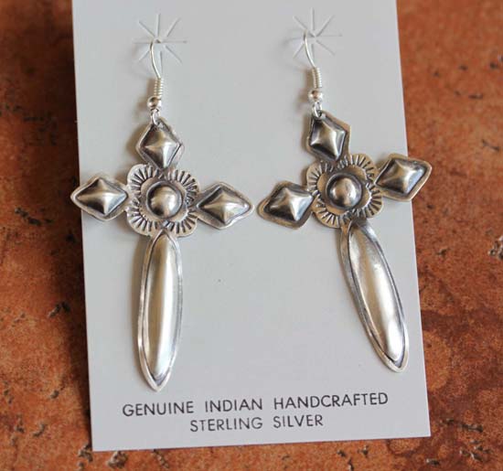 Navajo Sterling Silver Cross Earrings