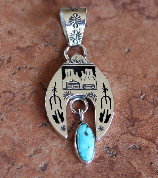 Navajo Silver Turquoise Pendant