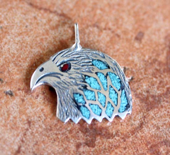 Sterling Silver Turquoise Eagle Pendant