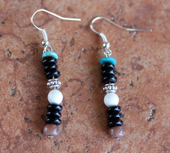 Navajo Sterling Silver Beaded Earrings by T Singer