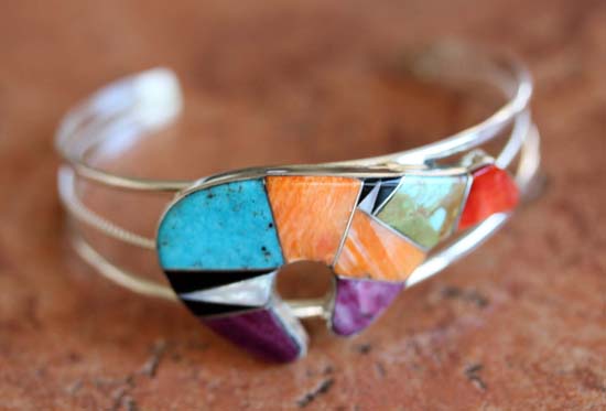 Zuni Silver Multi_Stone Bear Bracelet