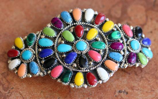 Navajo Multi_Stone Cluster Barrette by J Williams