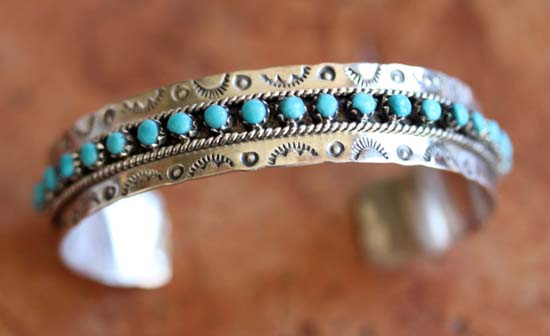 Zuni Silver Turquoise Bracelet by JP Ukestine