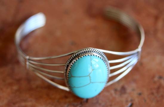 Navajo Silver Turquoise Bracelet by Patrick Yazzie