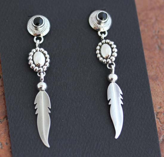 Navajo Sterling Onyx Earrings by Nakai