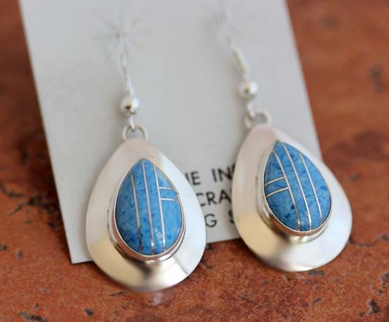 Navajo Denim Lapis Tear Drop Earrings by N Wilson