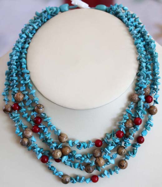 Beaded 5 Strand Nugget Necklace