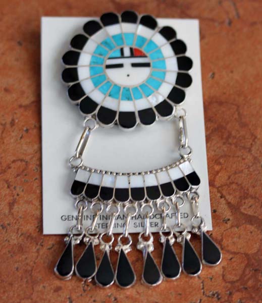 Zuni Silver Sunface Pin/Pendant