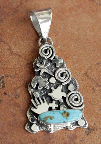 Navajo Indian Turquoise Pendant by Alex Sanchez