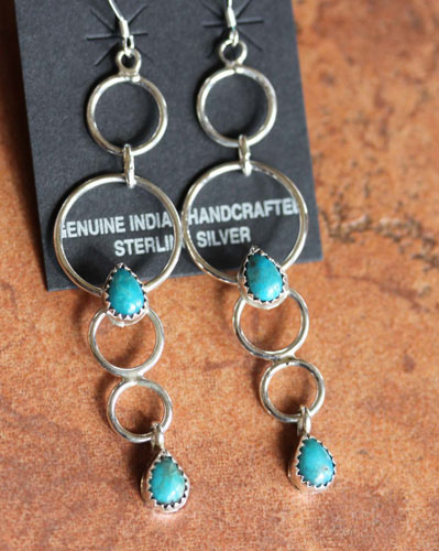 Navajo Turquoise Earrings by Running Bear