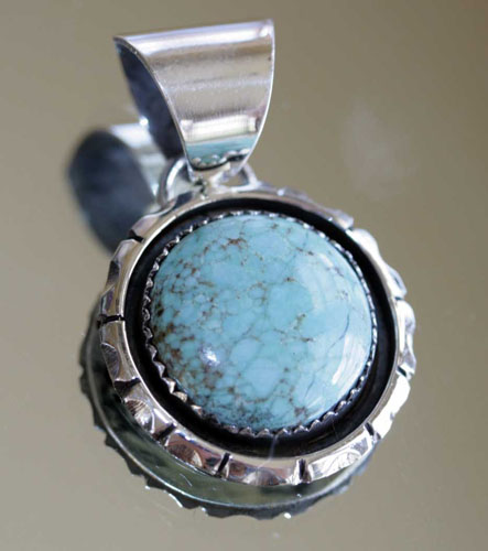 Navajo Indian Turquoise Pendant by A Largo