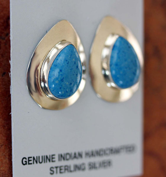 Navajo Denim Lapis Tear Drop Earrings by Nancy Wilson