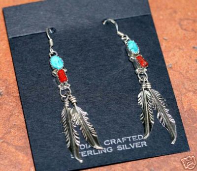 Navajo Silver Multi_Stone Earrings