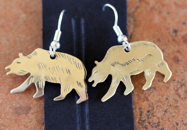 Navajo Silver Bear Earrings by Virgil Reader