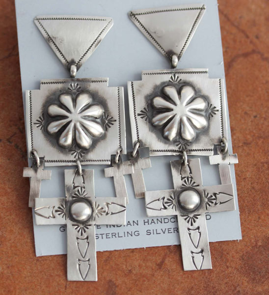 Navajo Sterling Silver Cross Earrings