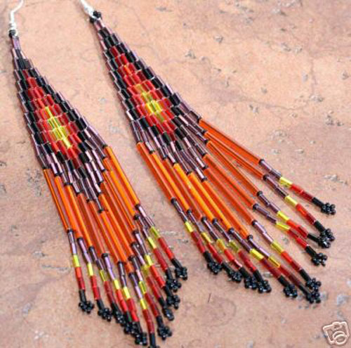 Native American Silver Beaded Earrings