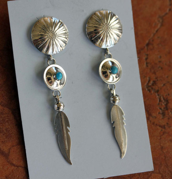 Navajo Sterling Turquoise Earrings by Nakai