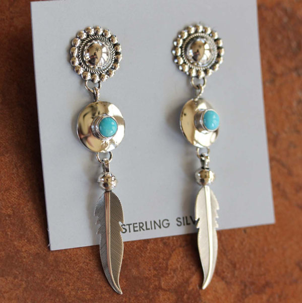 Navajo Sterling Turquoise Earrings by Nakai