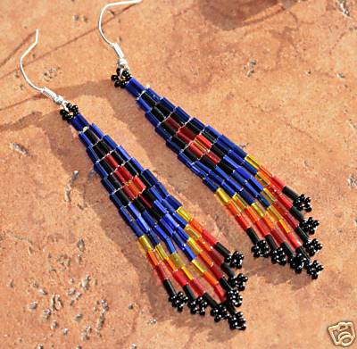 Navajo Silver Beaded Earrings by Wanneka Henry