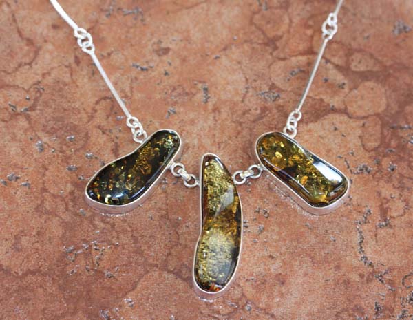 Sterling Silver Baltic Amber Necklace