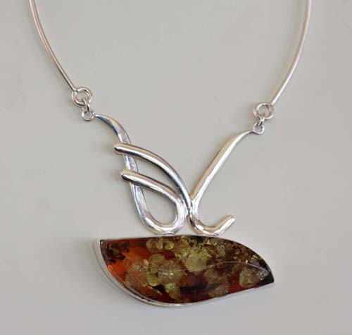 Sterling Silver Baltic Amber Necklace